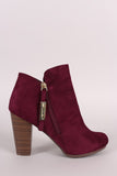 Breckelle Suede Zip Up Chunky Heeled Booties