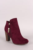 Breckelle Suede Zip Up Chunky Heeled Booties