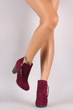 Breckelle Suede Zip Up Chunky Heeled Booties