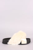 Crisscross Straps Fur Slide Sandal