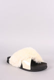 Crisscross Straps Fur Slide Sandal