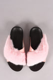 Crisscross Straps Fur Slide Sandal