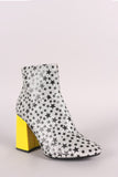 Glitter Stars Print Contrast Chunky Heeled Ankle Boots