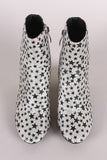 Glitter Stars Print Contrast Chunky Heeled Ankle Boots