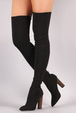 Elastane Fitted Pointy Toe Over-The-Knee Boots