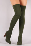 Elastane Fitted Pointy Toe Over-The-Knee Boots