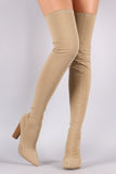 Elastane Fitted Pointy Toe Over-The-Knee Boots