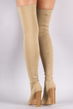 Elastane Fitted Pointy Toe Over-The-Knee Boots