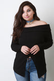 Banded Off-The-Shoulder Long Sleeves Wrapped Top