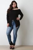 Banded Off-The-Shoulder Long Sleeves Wrapped Top