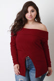 Banded Off-The-Shoulder Long Sleeves Wrapped Top