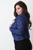 Floral Lace Zipper Trim Long Sleeves Bolero