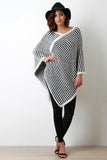 Brushed Loose Knit Striped Poncho