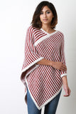 Brushed Loose Knit Striped Poncho