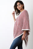 Brushed Loose Knit Striped Poncho