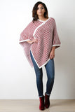 Brushed Loose Knit Striped Poncho