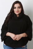 Plus Size Turtleneck Poncho Cape Top