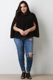 Plus Size Turtleneck Poncho Cape Top