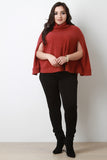 Plus Size Turtleneck Poncho Cape Top