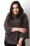 Plus Size Turtleneck Poncho Cape Top