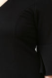 Casual Deep V Ruffle Bell Sleeves Bodycon Dress