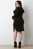 Plus Size Lace-Up Round Hem Sweater Dress