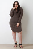 Plus Size Lace-Up Round Hem Sweater Dress