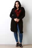 Loose Knit Open Front Hooded Longline Cardigan