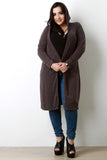 Loose Knit Open Front Hooded Longline Cardigan