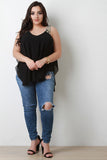 Rhinestone Strap Chiffon Top