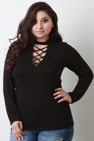 Lattice Mock Neck Top