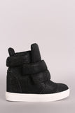 Shimmer Double Straps High Top Wedge Sneaker