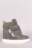 Shimmer Double Straps High Top Wedge Sneaker