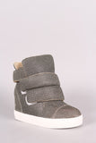 Shimmer Double Straps High Top Wedge Sneaker