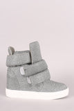 Shimmer Double Straps High Top Wedge Sneaker