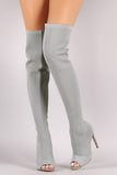 Stretch Pierced Knit Stiletto Over-The-Knee boots