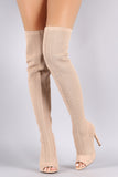 Stretch Pierced Knit Stiletto Over-The-Knee boots