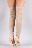 Stretch Pierced Knit Stiletto Over-The-Knee boots