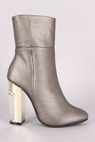 Pebbled Chunky Metallic Lucite Heeled Ankle Boots