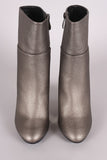 Pebbled Chunky Metallic Lucite Heeled Ankle Boots