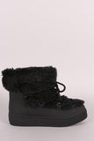 Faux Fur Trim Lace Up Winter Boots