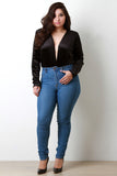 Velvet Plunging V Long Sleeve Bodysuit