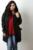 Utilitarian Drawstring Hem Hooded Longline Jacket