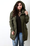 Utilitarian Drawstring Hem Hooded Longline Jacket