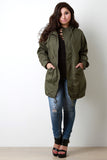 Utilitarian Drawstring Hem Hooded Longline Jacket