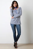 Button Back Marled Striped Sweater Top