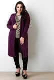 Soft Knit Side Slits Open Front Longline Cardigan