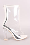 Transparent Chunky Lucite Heeled Ankle Boots