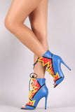 Privileged Colorblock Studded Pop-Art Lace-Up Stiletto Booties