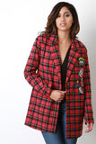 Plaid and Patches Oversized Blazer Jacket